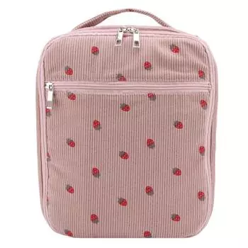 Ланч-бокс для женщин, вельветовая герметичная сумка-тоут для ланча, сумка-контейнер для ланча со вкусом клубники Beige