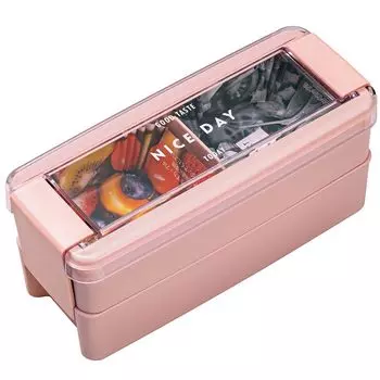 Ланч-бокс Iwasaki 680 мл, 2-х уровневый, розовый, B-1488 PI