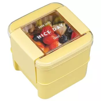 Ланч-бокс Iwasaki Kogyo Easy Care, квадратный, 2-х уровневый, можно использовать в микроволновой печи и мыть в посудомоечной машине, желтый, 680 мл, ширина x глубина x высота 10 см, YE 10,7 10,8 B-1490 жёлтый