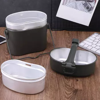 Ланч-бокс из алюминиевого сплава, посуда для еды с ручкой, контейнеры, посуда для кемпинга