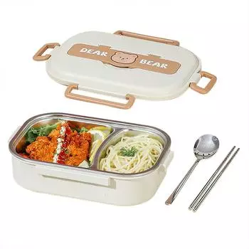 Ланч-бокс из нержавеющей стали 304 для детей, изолированный контейнер для хранения еды, 4 отделения, коробка для бенто с ложками для суповой чашки lunch bag
