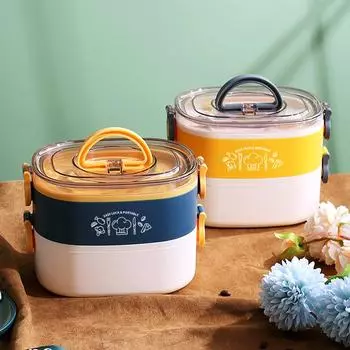 Ланч-бокс из нержавеющей стали 304 для студентов и взрослых, портативный двухслойный герметичный контейнер для бенто, контейнеры для хранения еды на открытом воздухе для пикника