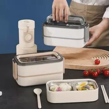 Ланч-бокс из нержавеющей стали 304 с двухслойной изоляцией для офисных работников и студентов