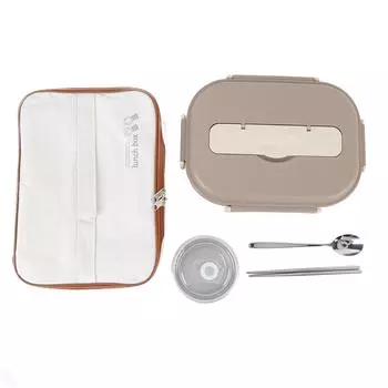 Ланч-бокс из нержавеющей стали 316 1500 мл Портативный контейнер для обеда с миской для супа, ложкой, палочками для еды, сумкой Brown