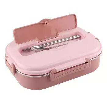 Ланч-бокс из нержавеющей стали 4?Сетчатый переносной контейнер для хранения еды Bento Box для студентов и взрослых4?Сетка L