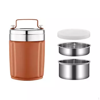 Ланч-бокс из нержавеющей стали для взрослых, 1,9 л, большая емкость, изолированный контейнер brown