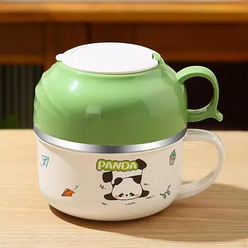 Ланч-бокс из нержавеющей стали, изолированный контейнер для риса и лапши, портативный бенто для всех возрастов зелёный