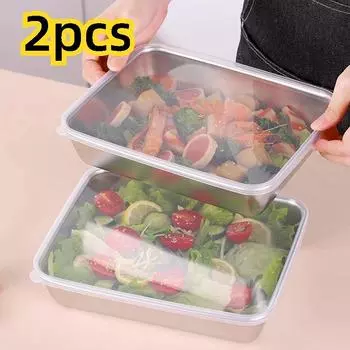 Ланч-бокс из нержавеющей стали, контейнеры для хранения продуктов, контейнер для хранения морепродуктов, многоразовый, безопасный, герметичный, непротекаемый ланч-бокс