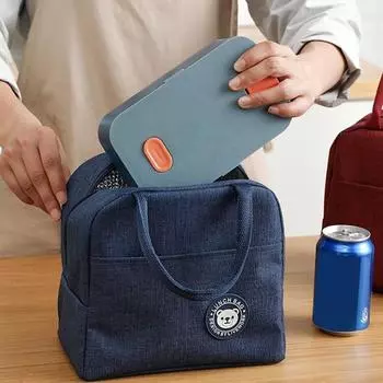 Ланч-бокс Изолированная сумка с большим горлом для удержания тепла Герметичная подкладка из алюминиевой фольги Застежка-молния для поездок в школу чёрный