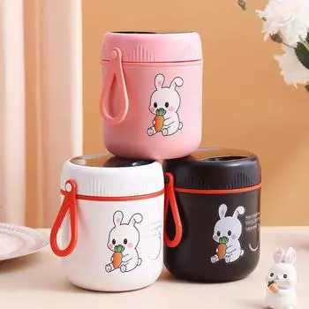 Ланч-бокс Kawaii rabbit из нержавеющей стали 304, термоконтейнер Bento, чашка для завтрака, изолированный пакет для ланча, контейнеры для подогрева еды