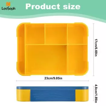 Ланч-бокс Leeseph Bento с 6 отделениями, герметичный ланч-бокс Bento, еда на ходу для студентов, офисных работников и путешественников 1 зелёный