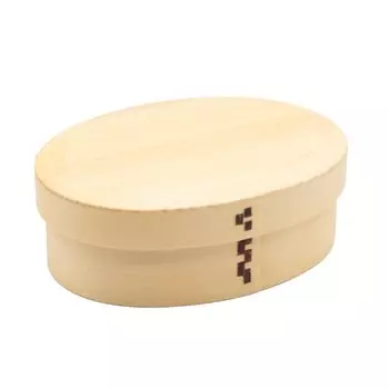 Ланч-бокс Magewappa деревянный 18 x 13 см, одноуровневый, овальной формы, черепаховый, натуральный, приблизительно. А-81-273547 бежевый