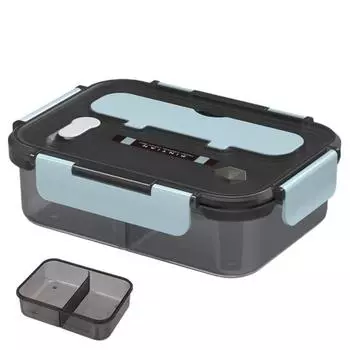 Ланч-бокс на 1100/1500 мл с вилкой, ложкой, 2/3 отделения, портативная пищевая посудомоечная машина, микроволновая печь с морозильной камерой, безопасная герметичная студенческая кухня 2Grids розовый