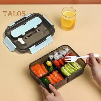 Ланч-бокс на 1100/1500 мл с вилкой, ложкой, 2/3 отделения, портативная пищевая посудомоечная машина, микроволновая печь с морозильной камерой, безопасная герметичная студенческая кухня 3Grids розовый