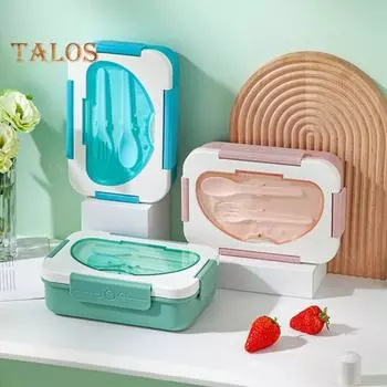 Ланч-бокс на 1350 мл с вилкой, ложкой, 5 отсеками, коробка для соуса, микроволновая печь, безопасный для пищевых продуктов, школьники, контейнер для еды Bento, кухонные принадлежности светло-зеленый