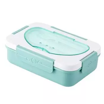 Ланч-бокс на 1350 мл с вилкой, ложкой, 5 отсеками, коробка для соуса, микроволновая печь, безопасный для пищевых продуктов, школьники, контейнер для еды Bento, кухонные принадлежности светло-зеленый