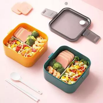Ланч-бокс, отдельный тип, микроволновое отопление, портативный студенческий контейнер для еды Bento, посуда, школьная посуда белый