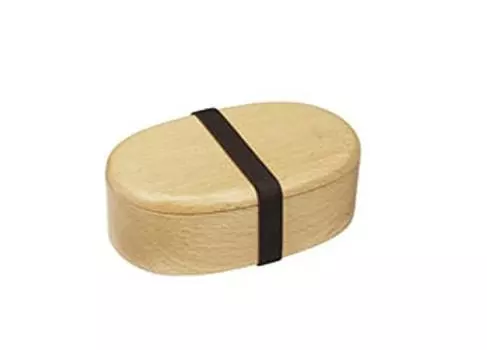 Ланч-бокс овальный, выдолбленный, из бука, с лентой AM-MJ481