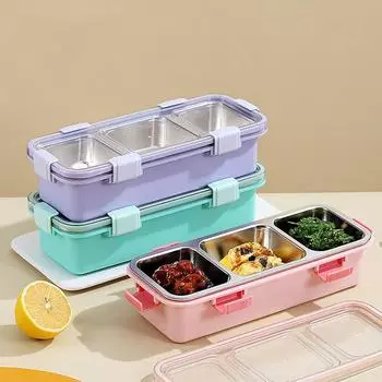 Ланч-бокс с 2/3 отделениями, нержавеющая сталь, контейнер для бенто с суповой миской, переносной детский контейнер для закусок, контейнер для хранения еды