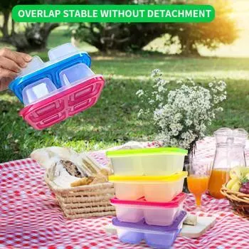 Ланч-бокс с 4 отделениями, не содержащий бисфенол-А, складные пищевые контейнеры, многоразовое хранение блюд, безопасная для использования в микроволновой печи дома, на улице, в школе