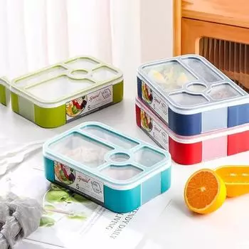 Ланч-бокс с отделениями 1100 мл, большая вместимость, герметичная салатная коробка, герметичная, с вилкой и ложкой, можно подогревать, ланч-бокс для офисных работников морская волна