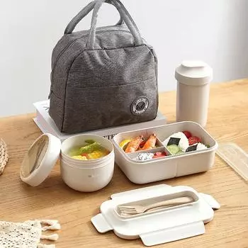Ланч-бокс с посудой для офисных работников, квадратная микроволновая печь, коробка для бенто, герметичный пищевой контейнер для пикника, кемпинга