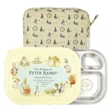 Ланч-бокс с запечатанной тарелкой Peter Rabbit 3309 + карманный набор, слоновая кость, тарелка + крышка + карман, Популярные корейские предметы для родителей
