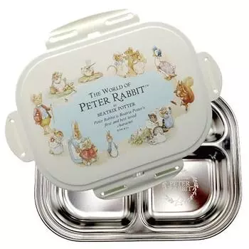 Ланч-бокс с запирающейся тарелкой Peter Rabbit, слоновая кость 3310, крышка + тарелка, Популярные корейские товары для родителей
