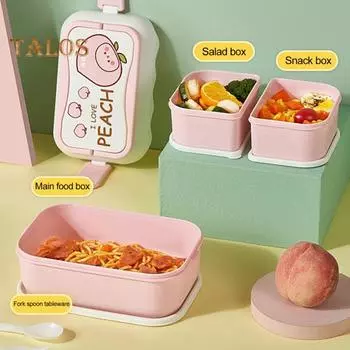 Ланч-бокс, штабелируемый органайзер для обеда, экологически чистый, практичный, мультяшный, студенческий, офисный, бенто, чехол для школы розовый
