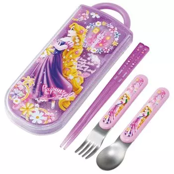 Ланч-бокс Skater Trio Set Палочки для еды Ложка Вилка Disney Рапунцель на башне 24 Для детей Антибактериальная обработка Легко открывается Раздвижной тип Сделано в