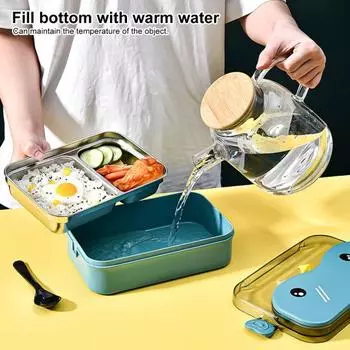 Ланч-кейс многофункциональный микроволновая печь 3 цвета полезные термостойкие ложки палочки для еды в комплекте коробка для бенто для работы A зелёный
