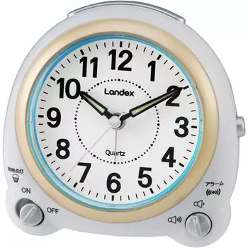 Landex Table Clock Alarm Clock Analog Always On Electronic Sound Alarm Volume Adjustment Continuous Second Hand Hoho Sangyo White Room Face YT5318