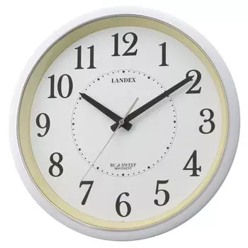 Landex Wall Clock Radio Controlled Clock White 32cm Goland Silent Continuous Second Hand Night Stop Second Hand YW9164WH