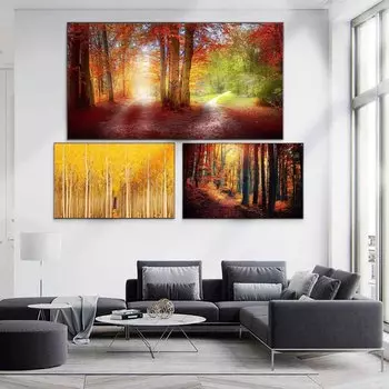 Landscape oil painting beautiful tree pole art canvas painting living room corridor office home decoration mural No Frame 20*40cm No Frame