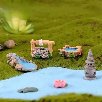 Ландшафтный дизайн Изделия своими руками Украшения для миниатюрного ландшафта Миниатюрный миниатюрный сад Колодец с водой Мост Ретро-дом Сказочный сад 2pcs