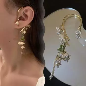 Ландыш Жемчужно-зеленый Заушный крючок для женщин Заявление Серьга Бутиковая бижутерия Вечеринка Свадьба Свидание Подарок