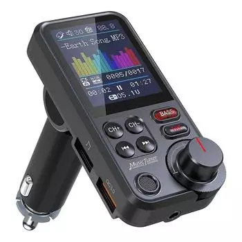 LANGJING 1,8-дюймовый беспроводной автомобильный Bluetooth FM-передатчик Aux поддерживает зарядку QC3.0, высокие и низкие частоты, музыкальный проигрыватель чёрный
