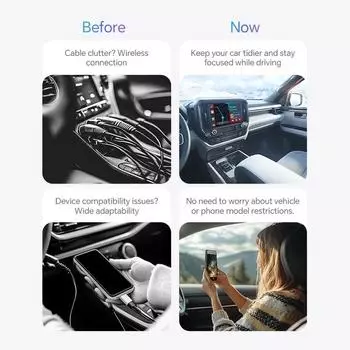 LANGJING Проводной беспроводной Carplay и Android Auto AI Box 2 в 1 Мини-адаптер Plug and Play Dongle Quick Connect для Volkswagen чёрный