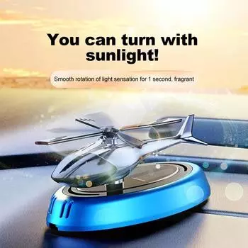 LANGJING Солнечный автомобильный освежитель воздуха Духи Вертолет Украшения интерьера Вращающийся ароматерапевтический диффузор духов чёрный