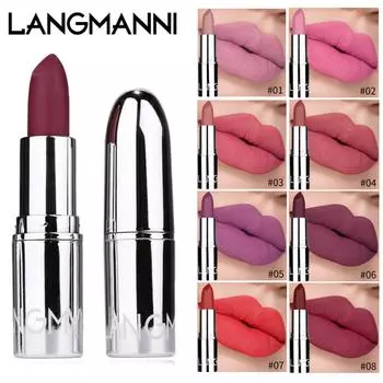 LANGMANNI 6 цветов серебряная матовая губная помада красная без липких чашечек 01