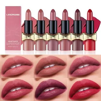 LANGMANNI Bow Lipstick Матовая бархатная помада с шестью оттенками 3.5g