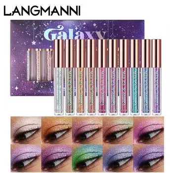 LANGMANNI Diamond Shiny Liquid Eye Shadow Десять наборов жидких теней для век Psychedelic Pearl Light 10pcs