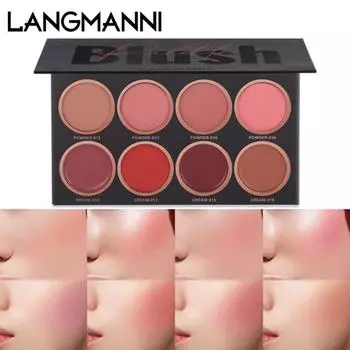 LANGMANNI Eight-color Blush High CD-ROM Яркий цвет кожи Натуральные стойкие румяна на диске 1pcs
