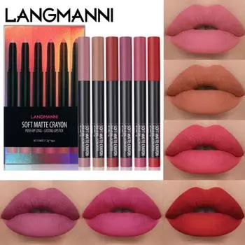 LANGMANNI Lipstick Pen Set Six Matte Fog Lipstick Набор блесков для губ 6pcs