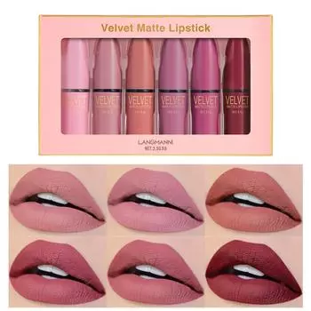 Langmanni Matte Lipstick Set Mist Top подарочный набор из 6 помад 3.5g*6pcs