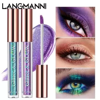 LANGMANNI Новые перламутровые сверкающие жидкие тени для век, десятицветная одиночная упаковка теней-хамелеонов 01