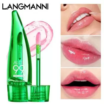 LANGMANNI новый блеск для губ с алоэ, теплый цвет, меняющий цвет, увлажняющий и увлажняющий глазурь для губ 2.5g