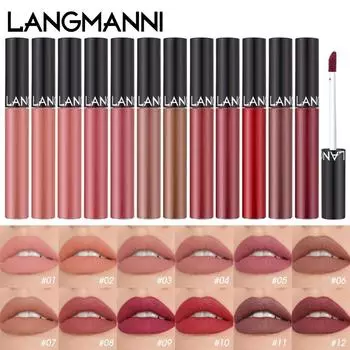 LANGMANNI Новый продукт Губная помада Red Matte Cup 12 цветов 01