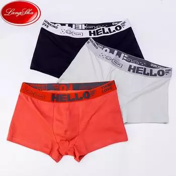 LANGSHA, 3 шт., мужские боксеры, хлопковое эластичное дышащее нижнее белье с низкой талией, мужское нижнее белье, шорты-боксеры