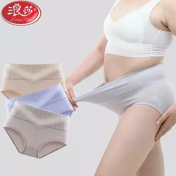 LANGSHA, 3 шт., размер M-5XL, женские трусики с высокой талией, хлопковое нижнее белье, однотонные трусы, женские трусы